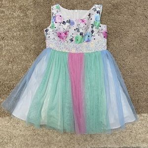 BONNIE JEAN sleeveless unicorn sequin tulle skirt dress party festive size 2T